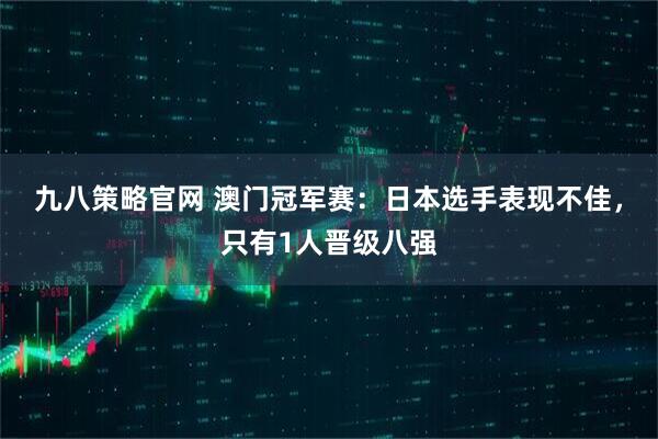 九八策略官网 澳门冠军赛：日本选手表现不佳，只有1人晋级八强